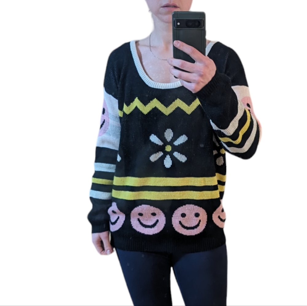 MinkPink Happy Face Sweater Size S